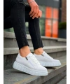 KB-X155 Kuback Beyaz Cilt Detaylı Beyaz Yüksek Taban Günlük Spor Ayakkabı
