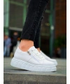 KB-X155 Kuback Beyaz Cilt Detaylı Beyaz Yüksek Taban Günlük Spor Ayakkabı