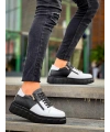 KB-X155 Kuback Beyaz Cilt Siyah Cilt Detaylı Siyah Yüksek Taban Günlük Spor Ayakkabı