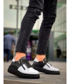 KB-X155 Kuback Beyaz Cilt Siyah Cilt Detaylı Siyah Yüksek Taban Günlük Spor Ayakkabı