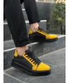 KB-X46 Kuback Siyah Sarı Yüksek Siyah Taban Günlük Spor Ayakkabı
