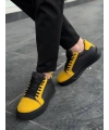 KB-X46 Kuback Siyah Sarı Yüksek Siyah Taban Günlük Spor Ayakkabı