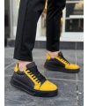 KB-X46 Kuback Siyah Sarı Yüksek Siyah Taban Günlük Spor Ayakkabı