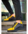 KB-X46 Kuback Siyah Sarı Yüksek Siyah Taban Günlük Spor Ayakkabı