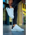 KB-X500  Kuback Beyaz Siyah  Yüksek Taban Bağcıklı Günlük Erkek Ayakkabı