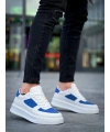 KB-X8 Kuback Beyaz Cilt Mavi Süet Detaylı Beyaz Yüksek Taban Günlük Spor Ayakkabı