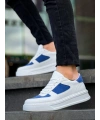 KB-X8 Kuback Beyaz Cilt Mavi Süet Detaylı Beyaz Yüksek Taban Günlük Spor Ayakkabı