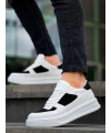 KB-X8 Kuback Beyaz Siyah Cilt Yüksek Taban Günlük Spor Ayakkabı