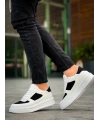 KB-X8 Kuback Beyaz Siyah Cilt Yüksek Taban Günlük Spor Ayakkabı