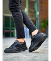 KB-X8 Kuback Siyah Cilt Siyah Süet  Detaylı Siyah Yüksek Taban Günlük Spor Ayakkabı