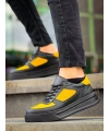 KB-X8 Kuback Siyah Sarı Cilt Yüksek Taban Günlük Spor Ayakkabı