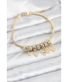 Kelebek Charmlı Gold Renk Kadın Bileklik