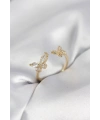 Kelebek Model Zirkon Taşlı Gold Renk Kadın Yüzük