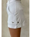 Kemer detaylı gabardin şort beyaz s25289