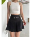 Kemerli pikseli şort etek
