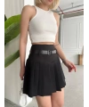 Kemerli pikseli şort etek