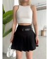 Kemerli pikseli şort etek