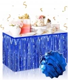 Kendinden Yapışkanlı Mavi Metalize Püsküllü Masa Eteği – 75 x 275 cm Parti Süslemesi