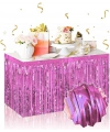 Kendinden Yapışkanlı Pembe Metalize Püsküllü Masa Eteği – 75 x 275 cm Parti Süslemesi