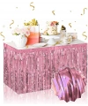 Kendinden Yapışkanlı Rose Gold Metalize Püsküllü Masa Eteği – 75 x 275 cm Parti Süslemesi