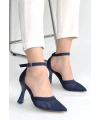 Keny Lacivert Saten Topuklu Ayakkabı