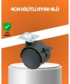 Kilitli Mini Tekerlek Ayak 4 cm 4’lü Set
