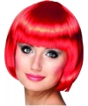 Kırmızı Renk Parti Peruğu Küt Saç