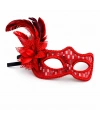 Kırmızı Tüylü Balo Maskesi Kadın Parti Aksesuarı