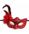 Kırmızı Tüylü Balo Maskesi Kadın Parti Aksesuarı