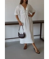Kısa kollu müslin elbise beyaz pt