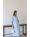 Kısa kollu müslin elbise mavi pt