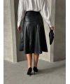 Komple parçalı deri etek siyah h26441