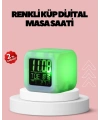 Kronometre ve Takvim Destekli Renk Değiştiren LED Dijital Küp Saat