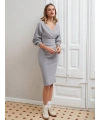 Kruvaze şardonlu etekli takım gri