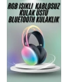Kulak Üstü Kablosuz Bluetooth Kulaklık Unısex Renkli Işıklı Kulaklık