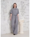 Kuşaklı gömlek yaka salaş tulum gri s255822