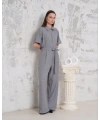 Kuşaklı gömlek yaka salaş tulum gri s255822