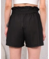 Kuşaklı keten şort siyah s255265