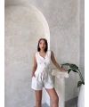 Kuşaklı şortlu tulum