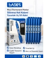 Lades Mavi Permanent Marker Silinmez Koli Kalemi Yuvarlak Uç 10 Adet