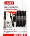 Lades Siyah Permanent Marker Silinmez Koli Kalemi Yuvarlak Uç 10 Adet