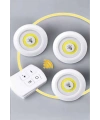 Led Lamba 3lü Uzaktan Kumandalı Yapışkanlı Beyaz Işık
