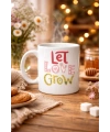 Let Love Grow Tasarımlı Porselen Kupa Model 37 – Sevgi Temalı Özel Hediye Kupası