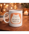 Life Better With Cat – Sevimli Kedi Tasarımlı Porselen Kupa MODEL 65 Kahve & Çay Kupası  Hediyelik Kupa