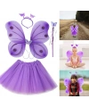 Lila Mor Kelebek Kostümü - Lila Mor Kelebek Kostüm Aksesuar Seti 4 Parça