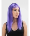 Lila Renk Uzun Düz Parti Peruğu