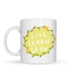 Live Learn Grow Motivasyon Kupası MODEL 133 – YAŞA , ÖĞREN , GELİŞ İlham Veren Tasarım, Porselen Kupa, Pozitif Mesajlı Kahve & Çay Kupası