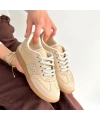 Lunga Bej Cilt Bağcıklı Spor Ayakkabı