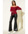 Madonna Çapraz Yaka Bluz Bordo t4331