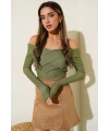 Madonna Çapraz Yaka Bluz Yeşil t4331